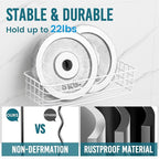 TAILI Shower Caddy Suction Cup 2 Pack with Hooks & Soap Holder, Heavy Duty Shower Organizer for Bathroom, No Drilling Bathroom Organizer with Large Capacity, Metal Storage Holder-White