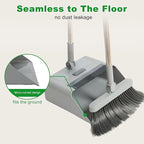 3 in 1 Broom and Dustpan Set with Adjustable Push Broom with 48.8“ Long Handle for Floor Sweeping Outdoor Indoor Sweeping Combo for Home & Kitchen (Gray)