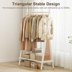 Muwuele Solid Wood Clothes Rack, Clothing Rack for Hanging Clothes, Hanging Racks for Clothes with Shelves Load 350 Lbs Garment Rack (White)