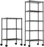 DUMOS 2 Pack 3Tier 5Tier Metal Shelving, Heavy Duty Shelves Wire Shelving Unit with Removable Wheel Casters, Shelves Organizer for Bathroom Garage Living Room Kitchen Pantry Laundry