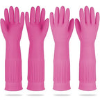 Mamison 2 Pairs Reusable Waterproof Household Dishwashing Cleaning Rubber Gloves, Non-Slip Kitchen Glove (Pink, XXL (Pack of 2))