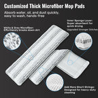 Mop and Bucket Set, 3-Tank Flat Mop and Bucket System for Separate Dirty & Clean Water, 65" Mops for Floor Cleaning with 4 Washable Pads, Safe for Hardwood, Vinyl, Tile, Baseboards, Walls