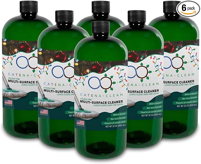 Natural Holiday Pine Scented Mop Cleaner (6 Pack) - Streak-Free Floor Cleaning Solution for Wood, Laminate & Metal Flooring - Removes Dirt, Spills, Grime & Sticky Residue 192 fl. oz total