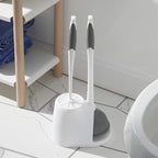 Clorox Toilet Plunger and Bowl Brush Combo with Caddy, 6.75 x 7 x 19.5 in, White/Gray