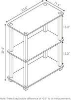 Furinno TURN-S-TUBE Storage Shelves, 3-Tier Book Shelf, Corner Shelf, Toolless Open Shelves, for Organization and Storage, Living Room, Garage, Home Office, Espresso