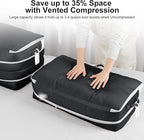 Comforter Storage Bag - Large Capacity Bedding Storage Bags Ultra Space Saving Self Compression Organizer, Washable Compression Bags for Storage Comforter Blanket Duvet Pillow, 6-Pack, Black