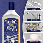 Wright's Silver Cleaner and Polish - 7 Ounce - Ammonia Free - Use on Silver, Jewelry, Antique Silver, Gold, Brass, Copper and Aluminum