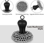 Cast Iron Cleaner Scrubber with Pan Scraper, Upgraded Chain Mail Scrubber Cast Iron Cleaning Kit, Metal Chainmail Scrubbing Sponge Scrub Brush to Clean Pan, Skillet, Grill, Dutch Oven, Wok