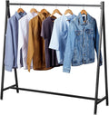 MyGift 57 Inch Modern Black Heavy Duty Metal A-Frame Wardrobe Clothing Rack, Commercial Grade Freestanding Garment Hanger for Bedroom Closet Clothes or Retail Display
