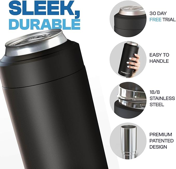 Frost Buddy Universal Buddy Can Cooler - Fits All - For Regular 12 & 16 oz or Slim-Size Bottles - Insulated Double-Walled Stainless Steel (Texastea)