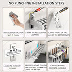 Hanging Wall Mount knife Wall Mount, Kitchen Organizer Storage Shelf for Utensils Spatula Spoon, Space-Saving Knife Rack with Hooks,Wall-Mounted Utensil Holder (Black, 60CM+Single Pole+10Hooks)