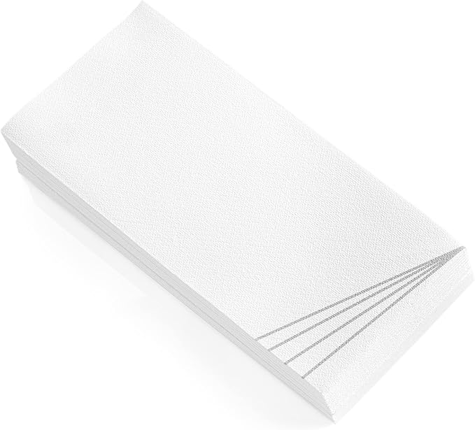 50 Pack Linen Feel Guest Paper Hand Towels | Disposable Super Absorbent Airlaid Paper Towels For Bathroom, Party, Weddings, Or Events | 12 x 17 Inches 1/6 Folded Decorative Design