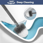 Toilet Bowl Brush and Holder, 3 Pack Compact Toilet Brush Set with Nylon Bristles Toilet Brush Hidden Scrubber Brushes for Bathroom Cleaning-Grey