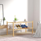 ROMGUAR CRAFT 2 Tier Bamboo Shoe Rack for Closet Free Standing Wood Shoe Shelf for Entryway Small Space Stackable 27"x11"x13" (Natural)