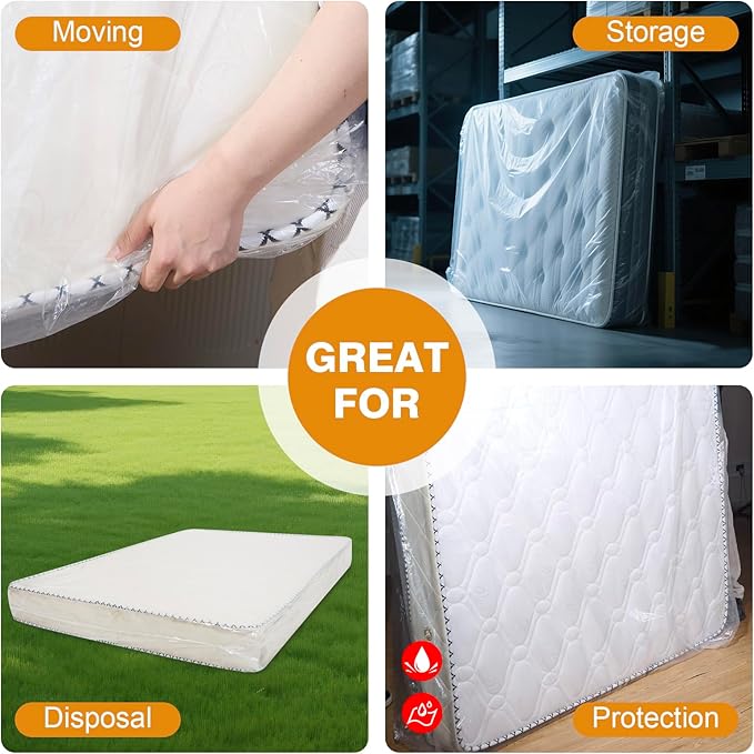 2 PK Twin XL/Twin Mattress Bags for Moving, Waterproof Mattress Cover for Disposal and Storage