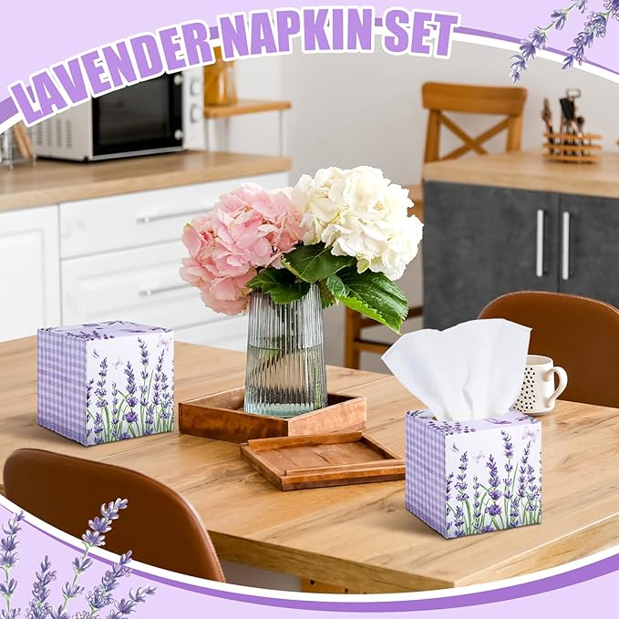 12 Pack Fall Lavender Facial Tissues Cube Boxes 600 Sheets 3 Ply Small Purple Flower Floral Face Tissues Bulk for Autumn Car Bedroom Supplies