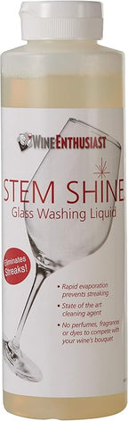 Wine Enthusiast Stem Shine - Wine Glass Liquid Cleaner to Eliminate Streaks, Remove Odor, Clean Contaminants & Grim – Hand Wash Delicate Glassware & Crystal (16 oz)