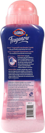 Clorox Fraganzia Laundry Scent Booster Crystals, In-Wash Fragrance Beads for Fresh-Smelling Clothes & Linens, Safe for All Fabrics & Colors, Easy-Pour Bottle, Rose Scent, 18 Oz, 2 Pack
