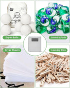 Kevenal Magnetic Wool Dryer Balls Holder - Nylon Bag for Laundry Room Organization - Wool Balls for Dryer Container, Magnetic Laundry Dryer Sheet Holder