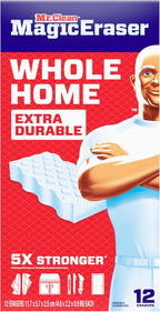 Mr. Clean Magic Eraser Sponge, All Purpose Cleaner, Cleaning Scrubber, Wall, Sneaker, Kitchen, Bathroom, Shower Cleaning Supplies, Melamine Sponge, Cleaning Pads, Whole Home Extra Durable, 12ct