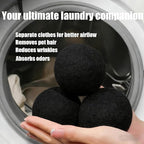 6 Pack Wool Dryer Balls Laundry Reusable Anti Static, Cotton Balls Wool Laundry Balls for Dryer Reduces Clothing Wrinkles Natural Fabric Softener Last 1000+ Loads (Black, 2.75 in/7 cm)