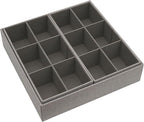 Household Essentials 3 Piece Drawer Organizers Starter Set, Customizable Inserts, Large Tray and 2 Small Trays, Silver