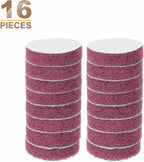 HARFINGTON 16pcs Scrubber Scouring Pads 500 Grits 2 Inch Drill Power Brush Hoop and Loop Surface Conditioning Disc Drill Scuffing Disc Scrub Pads for Home Kitchen Cleaning, Red