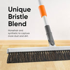 Horse Hair Upright Dust Broom – 18" Swivel Kitchen Sweeper with Soft Bristles for Dog Hair, Hardwood & Tile Floors – Telescopic Handle, Narrow Thin Design