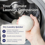Handy Laundry Wool Dryer Balls - Natural Fabric Softener, Reusable, Reduces Clothing Wrinkles and Saves Drying Time, Better Alternative to Plastic Balls and Liquid Softener (Pack of 6)