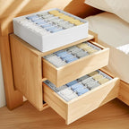 Joyoldelf Sock Drawer Organizer Divider Underwear Organizer 24-cell Fabric Dresser Drawer Organizers Storage Boxes for Socks Lingerie, Handkerchiefs, Ties 4 Pack (White)