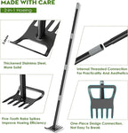 Garden Hoe - Stirrup Hoe and Rake 2 in 1, Heavy Duty Garden Hoe for Weeding with Adjustable Handle 17-60 Inch, Garden Hula Hoe with Rake, Ring Stirrup Hoe Weeder, Black