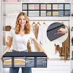 StorageRight Under Bed Storage Bags 10 Pack, 40L Large Clothes & Comforter Storage Containers with Clear Window, Breathable Fabric Organizer for Blankets, Bedding, Seasonal Clothing, Grey