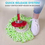 Simpli-Magic 79349 Spin Mop Cleaning System with 3 Microfiber Mop Heads, Red/GRAY,Red/Black