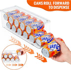 SCAVATA 2 Pack Soda Can Organizer for Refrigerator, Stackable Canned Food Pop Cans Container Can Holder Dispenser with Lid for Fridge Rack Freezer, Clear Storage Bins-Holds 12 Cans Each (Clear)