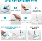 Spin Mop and Bucket with Wringer Set, 360° Spinning Mop Bucket System with 3 Microfiber Mop Replacement Heads and 50" Stainless Steel Adjustable Handle for Floor Cleaning