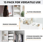 Criusia Closet Drawer Organizer Clothes, 15 Pack White Dresser Organizer for Baby Clothes, Fabric Drawer Dividers for Nursery Bedroom