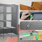 PLKO Portable Closet, Wardrobe Closet Organizer,Portable Clothes Closet Rolling Door Wardrobe with Grey Oxford Fabric Cover for Bedroom, (Grey)
