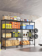 Golpart 4 Tier Adjustable Storage Shelves,Heavy Duty Metal Utility Shelf 1400LBS Capacity Wire Shelving Unit Organizer Rack for Kitchen Office Pantry Room 18" D x 46" W x 59" H Black