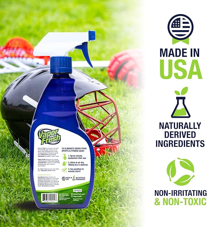 Vapor Fresh Sports Cleaner and Deodorizer - For Boxing Gloves, Sports Pads, Helmets, Gym Bags, Gym Equipment and More - Naturally Powered By Plants, 16 Fl Oz (12-Pack)