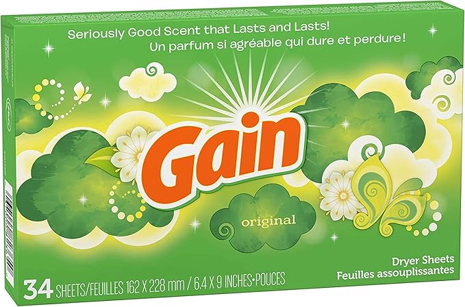 Gain Dryer Sheets - Original Scent - 34 Count Sheets Per Box - Pack of 3 Boxes