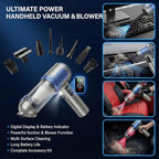 Handheld Car Vacuum Cleaner, 20000Pa High-Power Cordless Vacuum with 6000mAh Battery, LED Light, Washable HEPA Filter, Large Dust Cup, Lightweight Mini Vacuum for Car/Home/Pet Hair