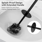 DOWRY Toilet Bowl Brush and Holder for Bathroom, Deep Cleaning Toilet Brush and Holder Set with Long Handle, Hidden Toilet Bowl Brush with Replaceable Head,Modern Decor Black Square 2PCS