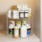 LAMU 2 Pack 2 Tier Lazy Susan Turntable Organizer 9.25'' Rotating Spice Rack Organization for Cabinet, Kitchen, Pantry, Countertop, Bathroom, Vanity, Medicine Cabinet Organizer, Clear