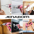 Pink Cordless Electric Screwdriver, 3.6V Rechargeable Small Electric Drill with 24pcs Driver Bit Set, Power 3.5Nm Screw Gun with LED Light for Women