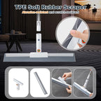 Rubber Squeegee Broom for Floor,Upgrade 62" Long Handle Window Squeegee, 2 Cleaning Cloths, Silicone Pet Hair Remover,Magic Squeegee Broom Removes Water Spots, Stains, Grease, and Glass Surfaces.