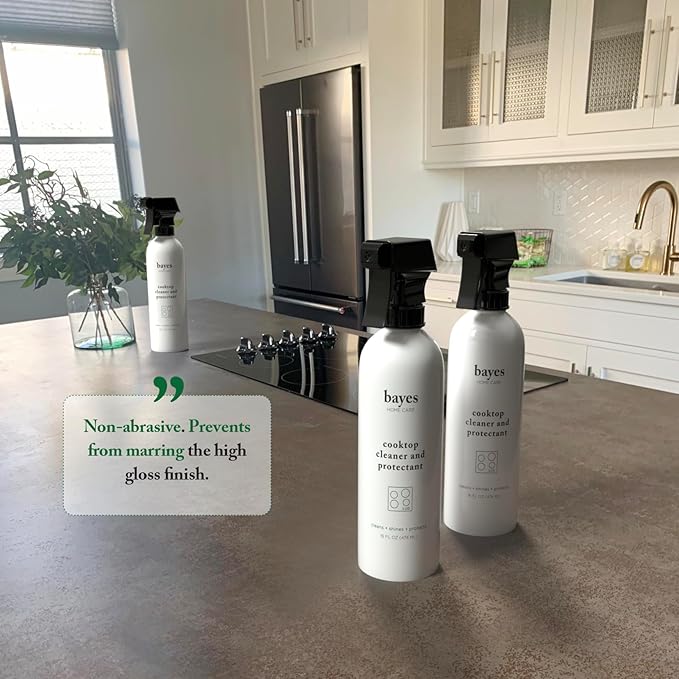 Bayes Cooktop Cleaner and Protectant for Daily Use - Cleans, Shines and Protects Ceramic Glass and Enamel Cooktops - For Fingerprints, Grease, Residue, and Smudges - 16 oz