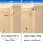 Wall Cleaner, Max 66'' Wall Mop with Long Handle, Ceiling Dust Mop with 15° Labor-Saving Elbow Extension Pole, Baseboard Duster Washer Scrubber, High Reach Window Cleaning Brush, Roof Cleaning Tool-GY