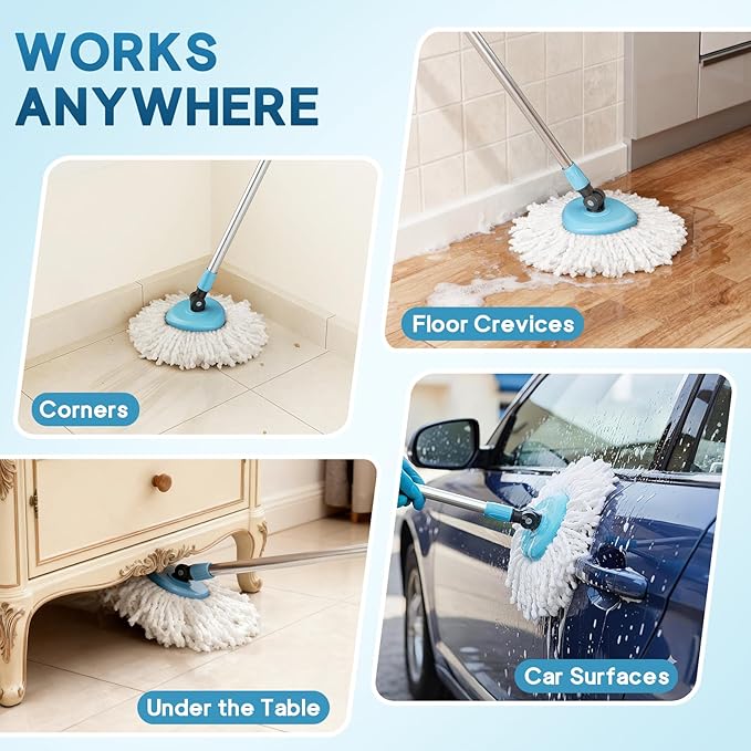 JTIEO 6 Pack Spin Mop Head Replacement Compatible with O-Cedar EasyWring Spin Mop System, Microfiber Mop Heads Replacements, Machine Washable & Easy to Replace