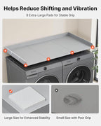 VEVOR Washer Dryer Countertop with 3 Splicing Panels, 54" x 27" Wooden Washer and Dryer Countertop with 2 Hooks, Water-Resistant Laundry Topper for Laundry Room Organization and Storage, Gray