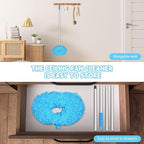 Eunice 2 Dusters Heads Ceiling Fan Duster with Extension Pole - Adjustable and Removable Fan Cleaner Blade for High Ceiling, Window Door Furniture (Blue)